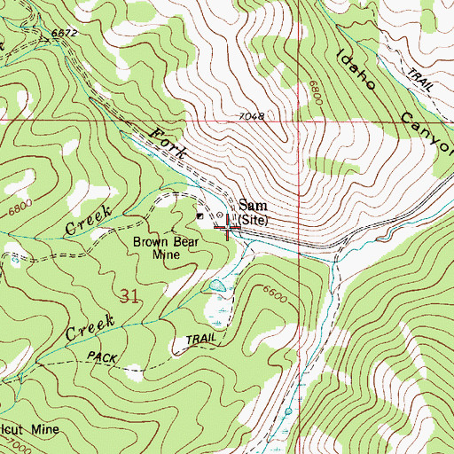 Topographic Map of Sam, ID