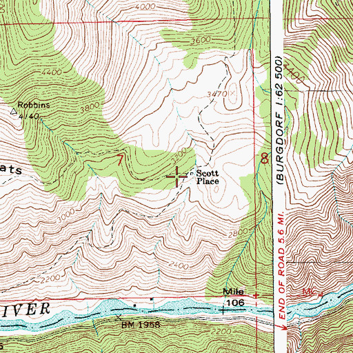 Topographic Map of Scott Place, ID