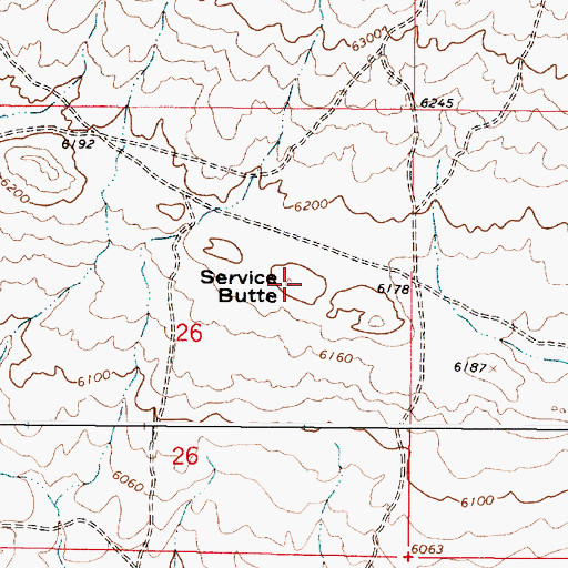 Topographic Map of Service Butte, ID