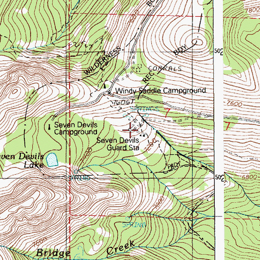 Topographic Map of Seven Devils Guard Station, ID