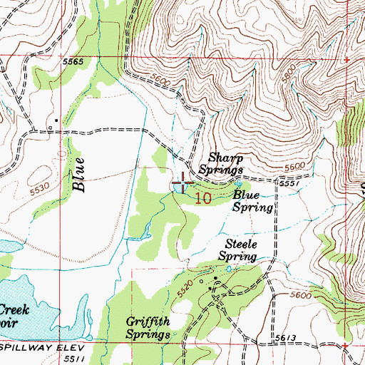 Topographic Map of Sharp Springs, ID