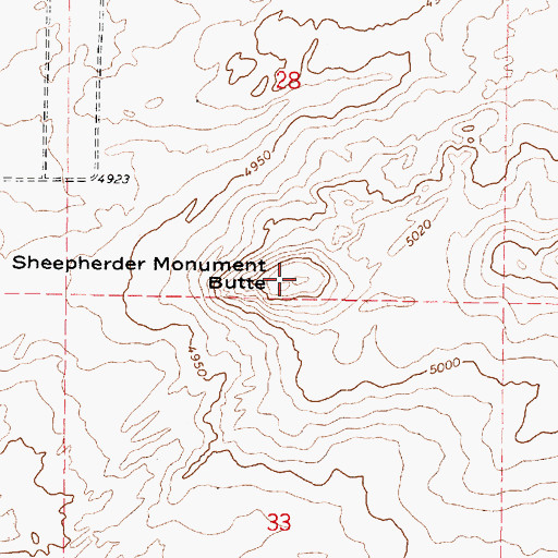 Topographic Map of Sheepherder Monument Butte, ID