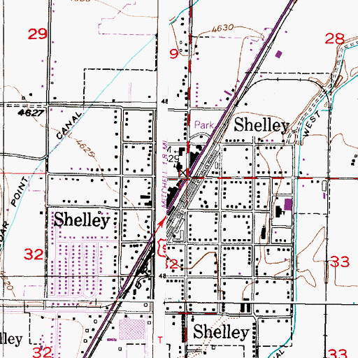 Topographic Map of Shelley, ID