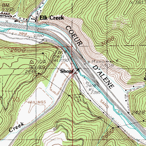 Topographic Map of Shont, ID