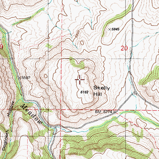 Topographic Map of Skelly Hill, ID