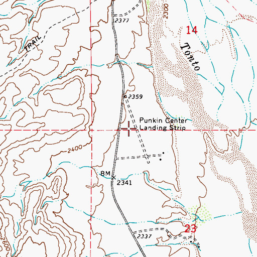 Topographic Map of Punkin Center Landing Strip (historical), AZ