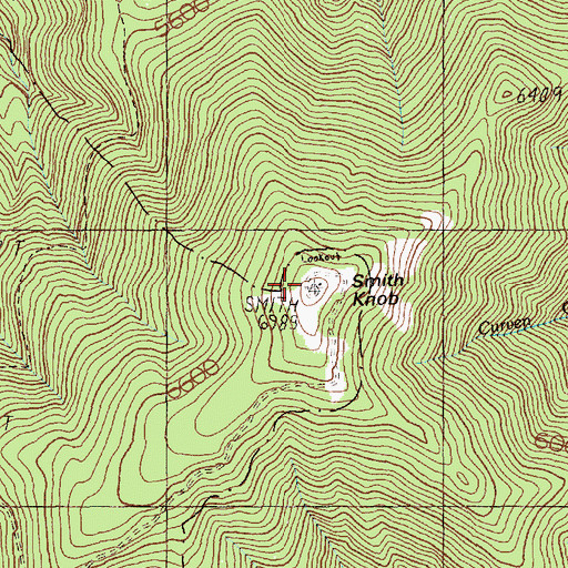Topographic Map of Smith Knob, ID