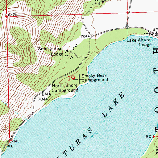 Topographic Map of Smokey Bear Campground, ID