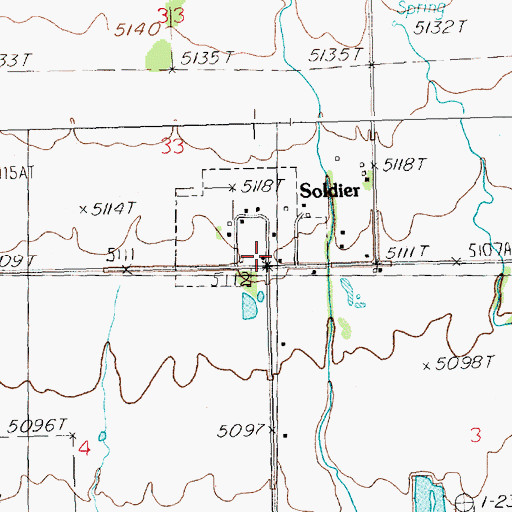 Topographic Map of Soldier, ID