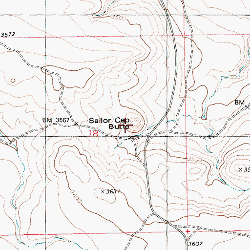 Topographic Map of Sailor Cap Butte, ID