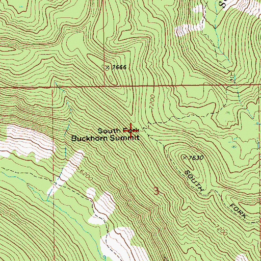 Topographic Map of South Fork Buckhorn Summit, ID