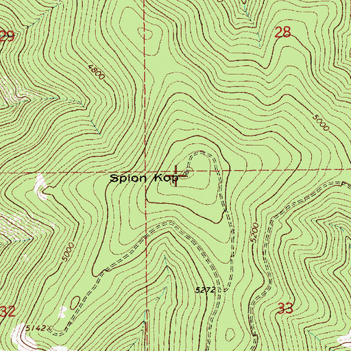 Topographic Map of Spion Kop, ID