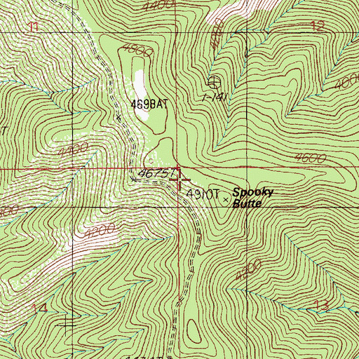 Topographic Map of Spooky Butte, ID