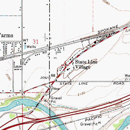 Topographic Map of State Line Village, ID