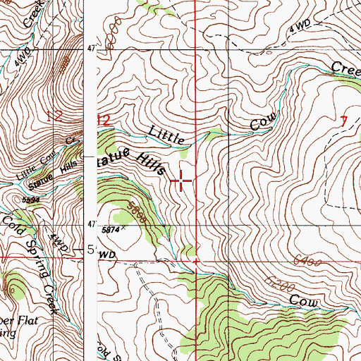 Topographic Map of Statue Hills, ID