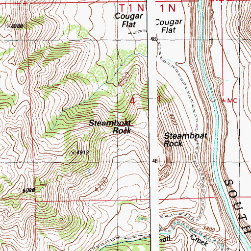 Topographic Map of Steamboat Rock, ID