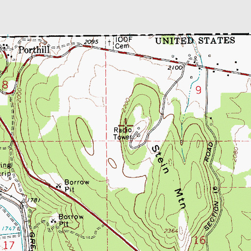 Topographic Map of Stein Mountain, ID
