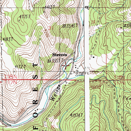 Topographic Map of Stevens, ID