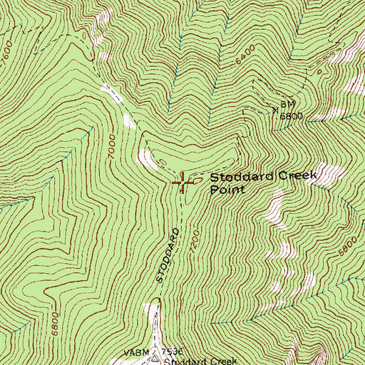 Topographic Map of Stoddard Creek Point, ID
