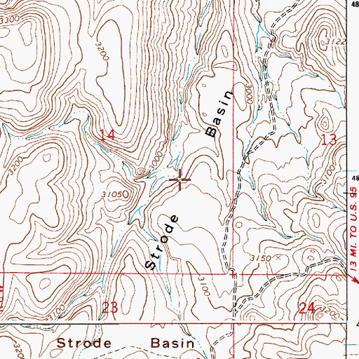 Topographic Map of Strode Basin, ID