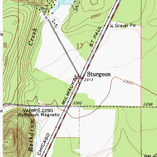 Topographic Map of Sturgeon, ID
