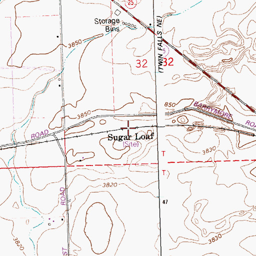 Topographic Map of Sugar Loaf, ID