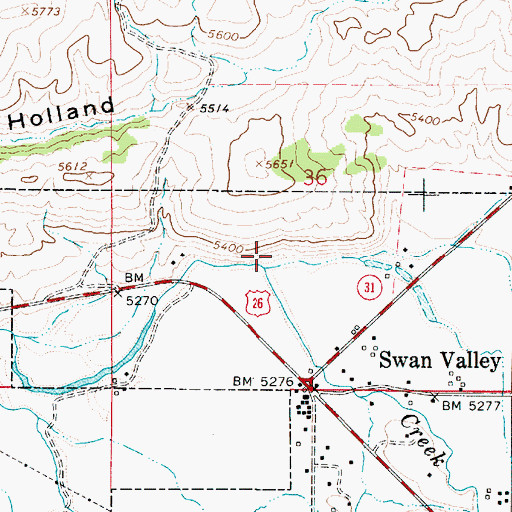 Topographic Map of Swan Valley, ID