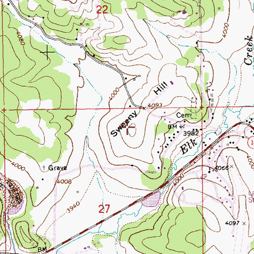 Topographic Map of Sweeny Hill, ID