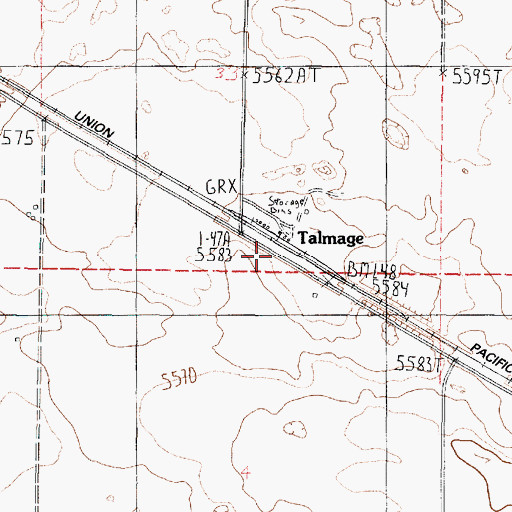 Topographic Map of Talmage, ID