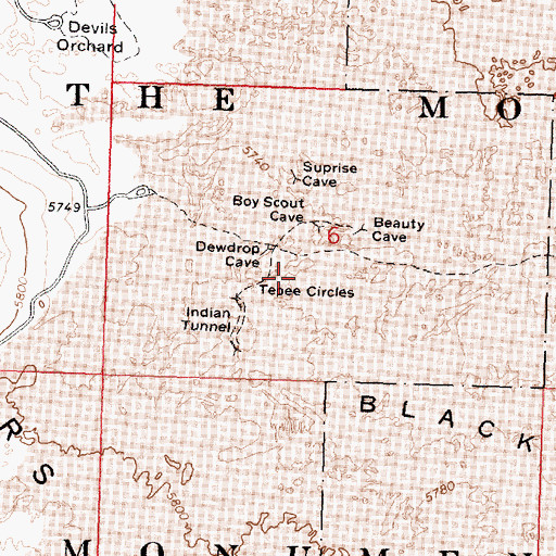 Topographic Map of Tepee Circles, ID