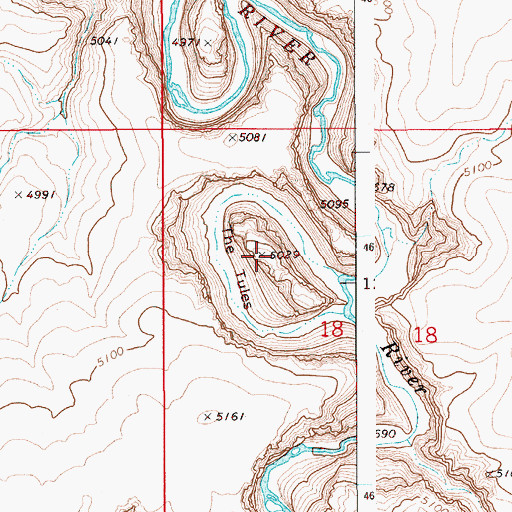 Topographic Map of The Tules, ID