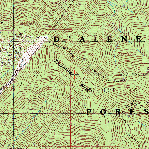 Topographic Map of Thomas Hill, ID