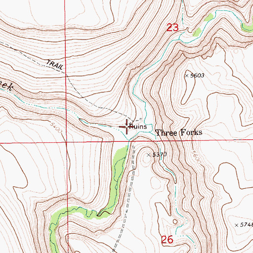 Topographic Map of Three Forks, ID