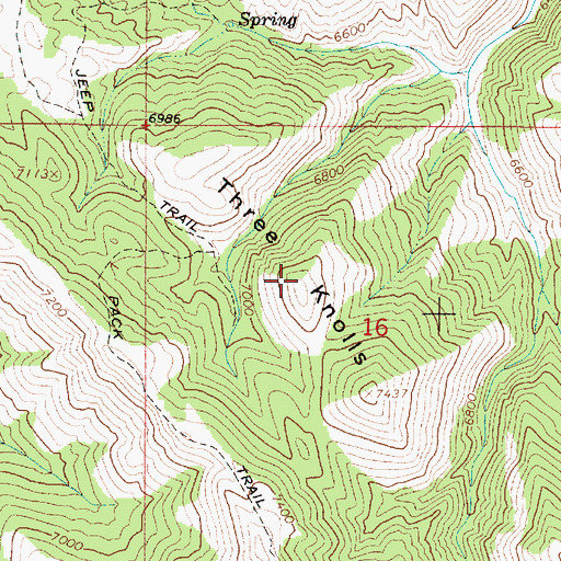Topographic Map of Three Knolls, ID