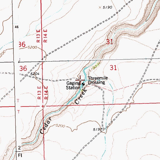 Topographic Map of Threemile Crossing, ID