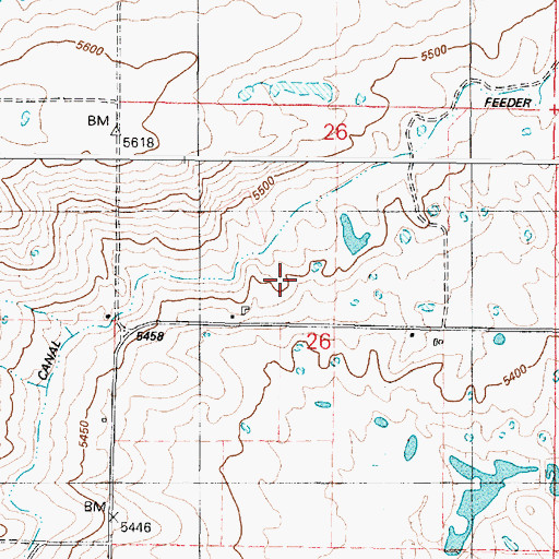 Topographic Map of Toponce and Chesterfield Land Co Ditch, ID
