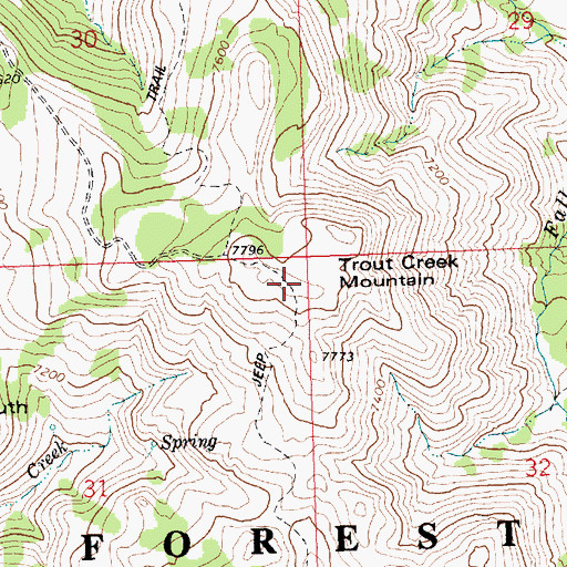 Topographic Map of Trout Creek Mountain, ID