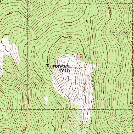 Topographic Map of Tungsten Mountain, ID