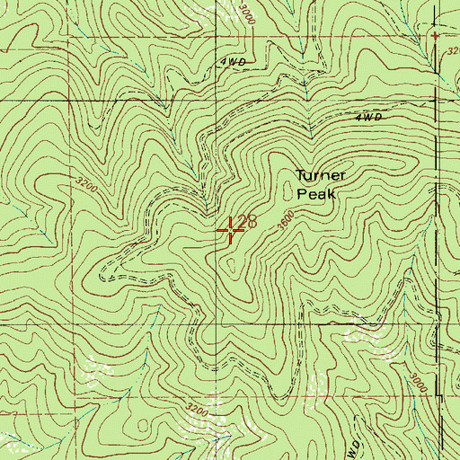 Topographic Map of Turner Peak, ID