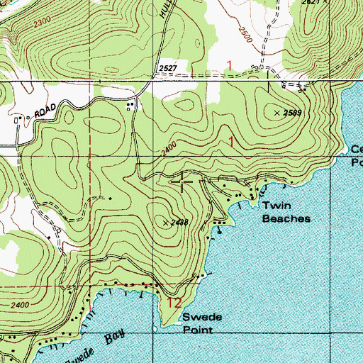 Topographic Map of Twin Beaches, ID