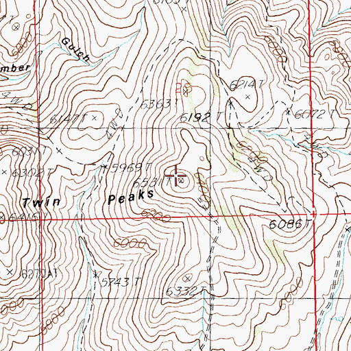 Topographic Map of Twin Peaks, ID