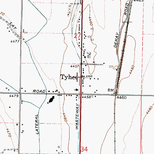 Topographic Map of Tyhee, ID