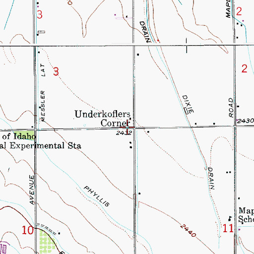Topographic Map of Underkoflers Corner, ID