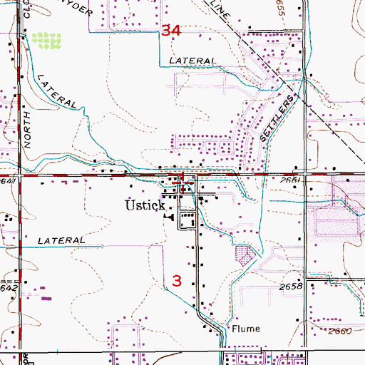 Topographic Map of Ustick, ID