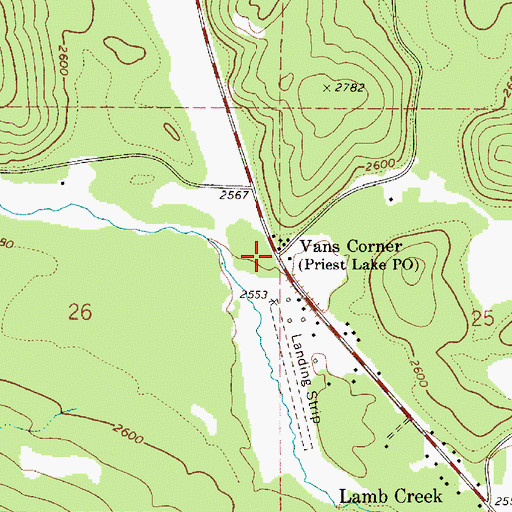 Topographic Map of Vans Corner, ID