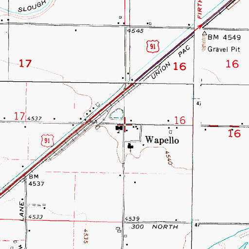 Topographic Map of Wapello, ID