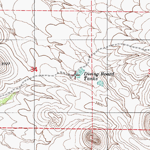 Topographic Map of Diving Board Tanks, AZ