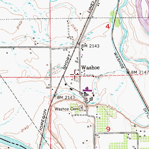 Topographic Map of Washoe, ID