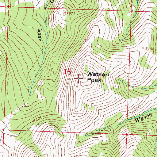 Topographic Map of Watson Peak, ID
