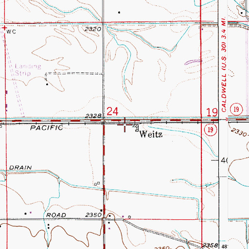 Topographic Map of Weitz, ID